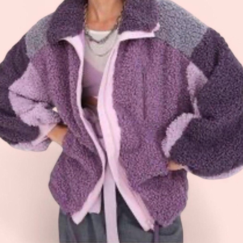 For Love And Lemons Purple and Gray Teddy Jacket
